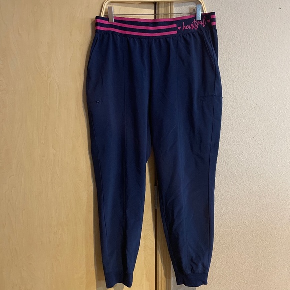 HeartSoul Pants - Women Large Scrubs Athletic Joggers Running Sweatpants Windpants - Hip pockets,